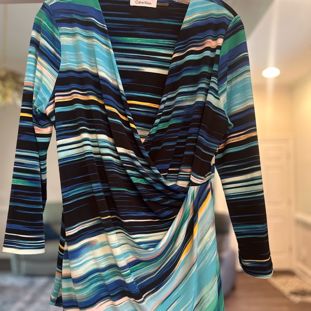 Calvin Klein Striped Wrap Top